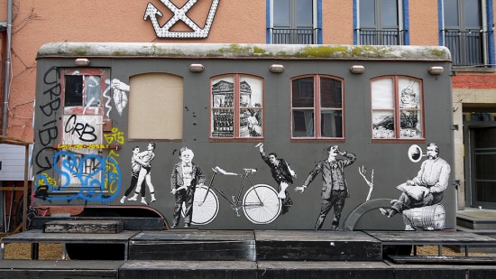 Dresde, wagon street art, avril 2016 Dresde, wagon street art